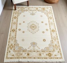 Light Ivory Oushak Wool Rug